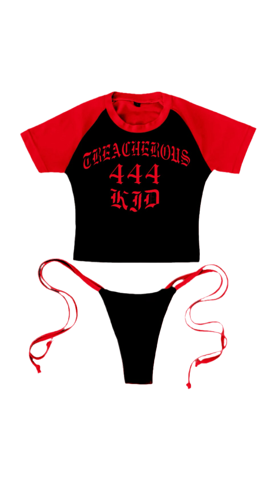 tkid Black & Red 444 halter top triangle set
